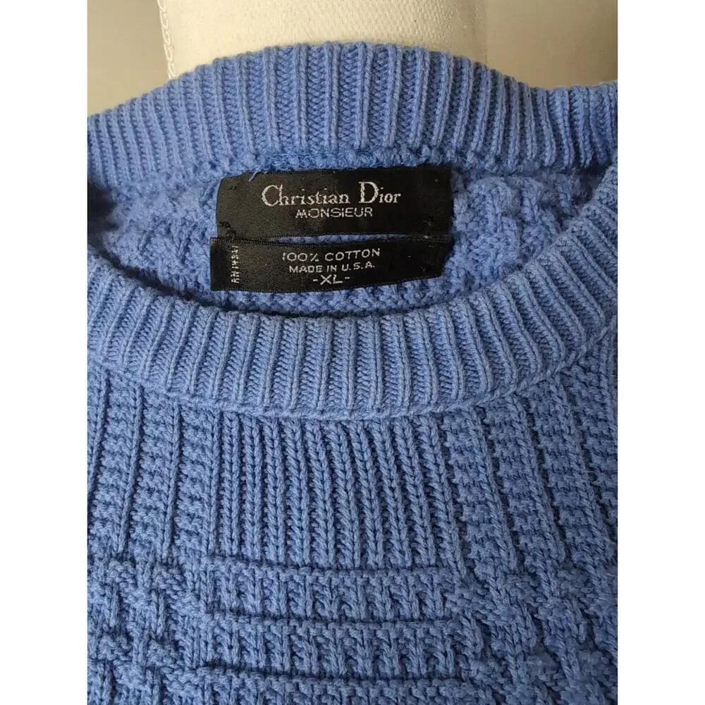 Christian Dior chunky grandpa preppy basket weave XL luxury sweater
